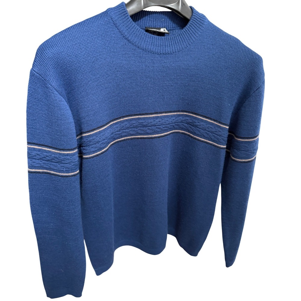 DEMETRE Vintage Ski‎ Stripe Cable Knit Crewneck Sweater Large
